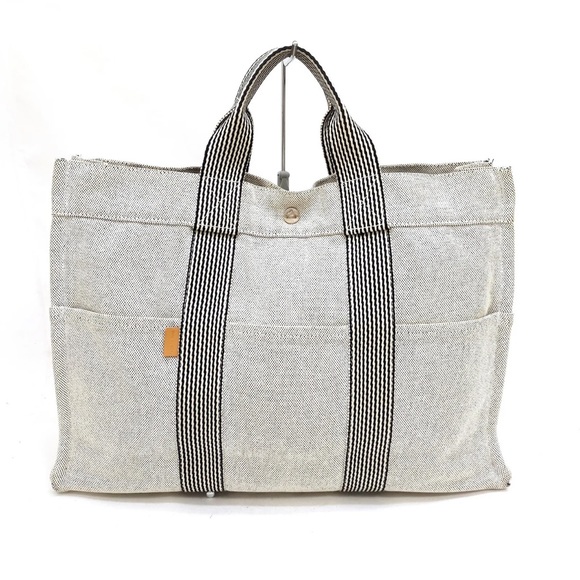 Hermes Handbags - Authentic Hermès HERMES Fourre Tout
MM Hand Bag Canvas Gray